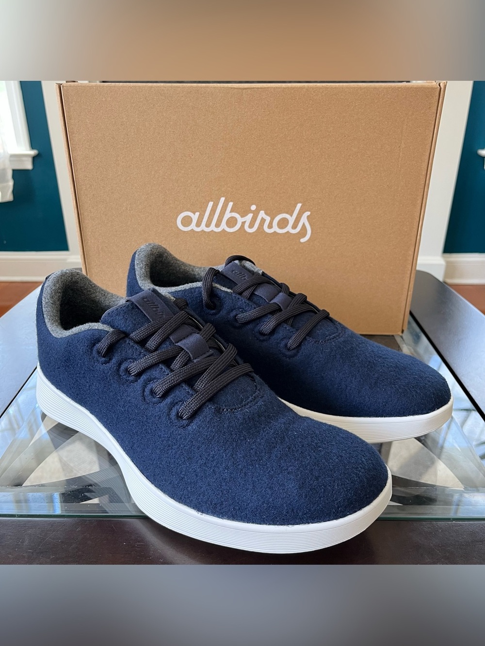 Sz 12.5 Allbirds Wool Runner NZ Dark Navy White (Blizzard) Low Top Mens Shoes